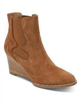 Andre Assous Sadie Cognac Suede Bootie Wedge Heel 6.5M EUC